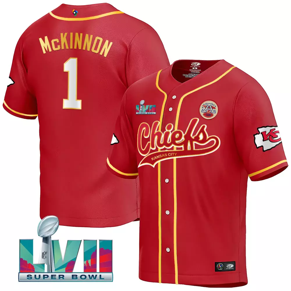 Jerick Mckinnon 1 Jersey Red Super Bowl Lvii Kansas City Chiefs Men Yellow All Stitched