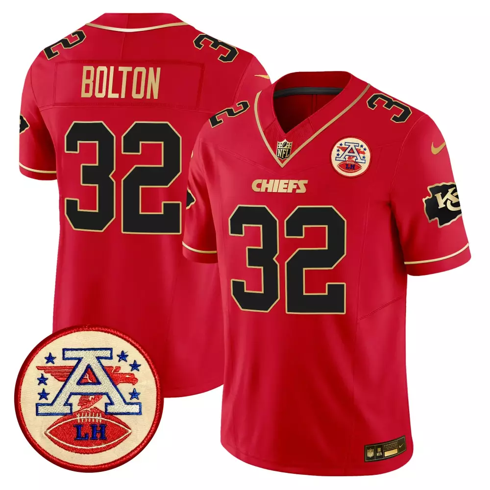 Nick Bolton 32 Chiefs Jersey Red Lh Men Short Sleeve Gold Black Vapor Limited All