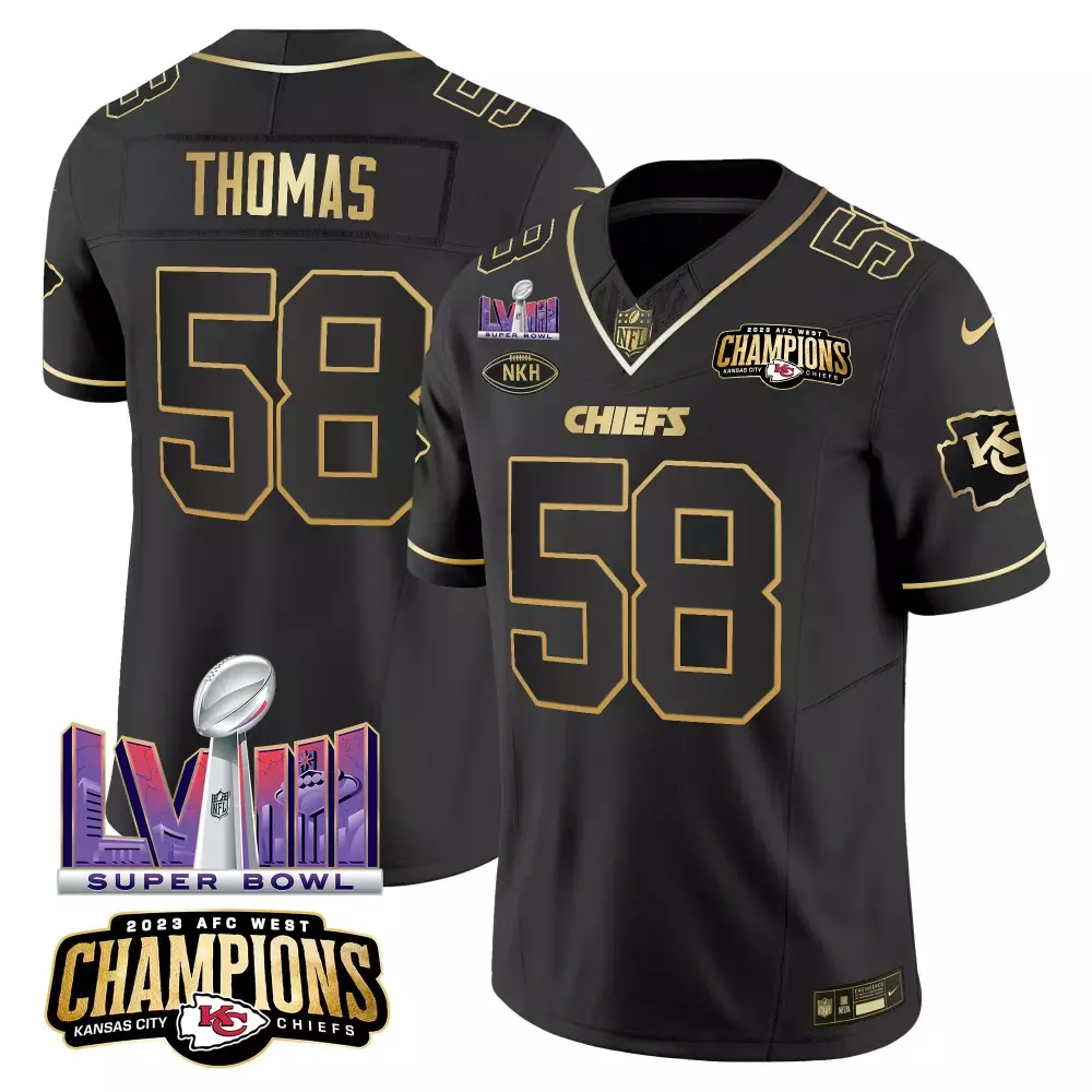 Derrick Thomas 58 Jersey Black Super Bowl Lvii Champions Kansas City Chiefs 2023 AFC West