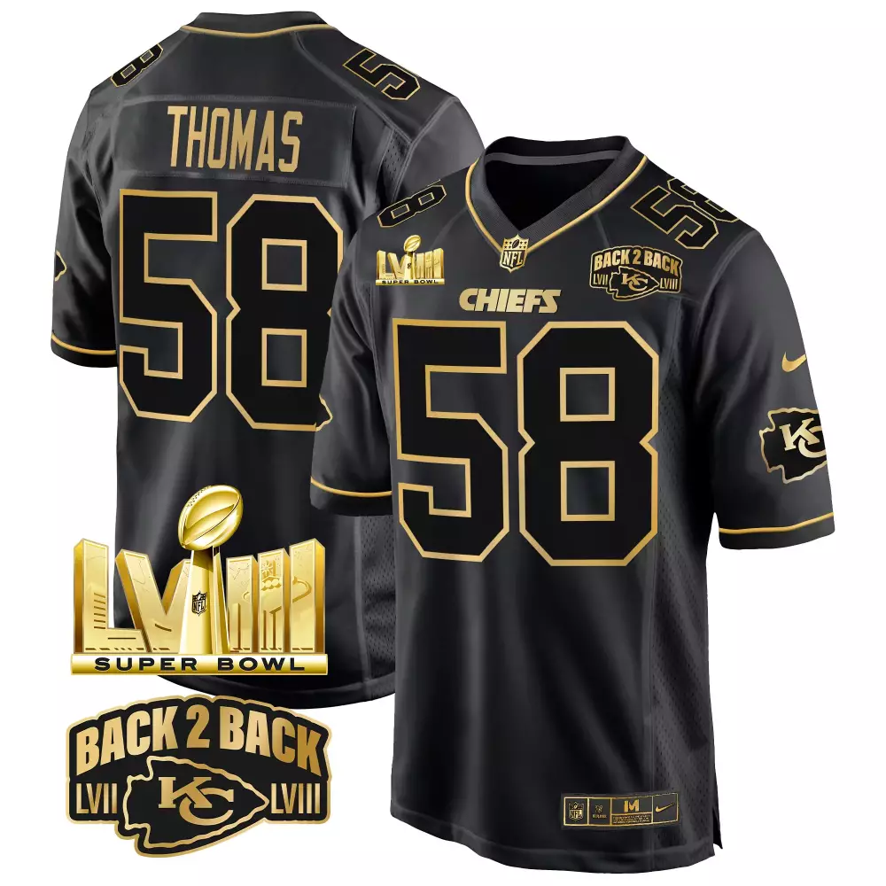 Derrick Thomas 58 Chiefs Jersey Black Back To Super Bowl Champions Lviii Lvii Men