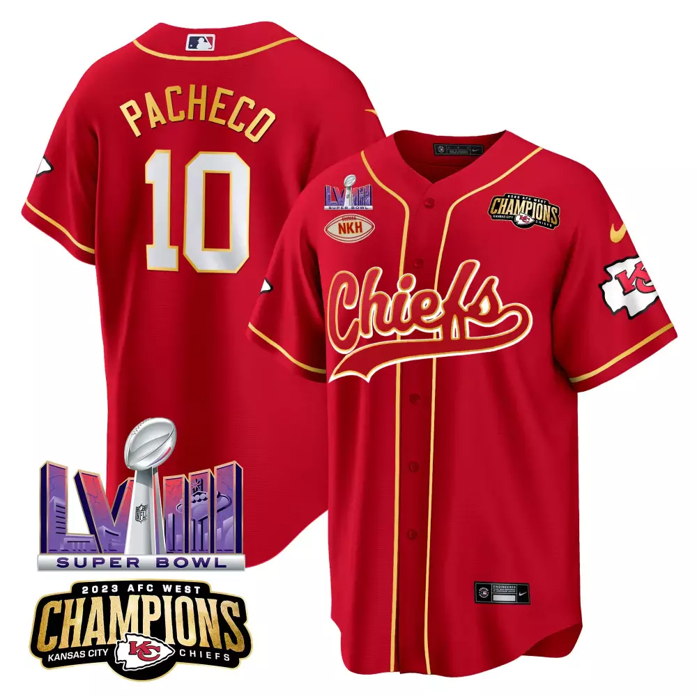 Isiah Pacheco 10 Jersey Red Super Bowl Lvii Kansas City Chiefs AFC West Champions 2023