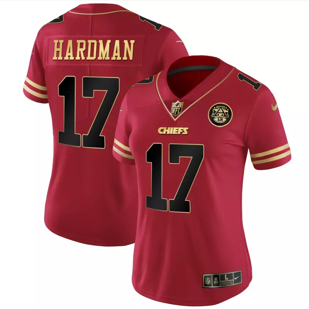 Mecole Hardman 17 Chiefs Jersey Red Men Replica Black Gold All Stitched