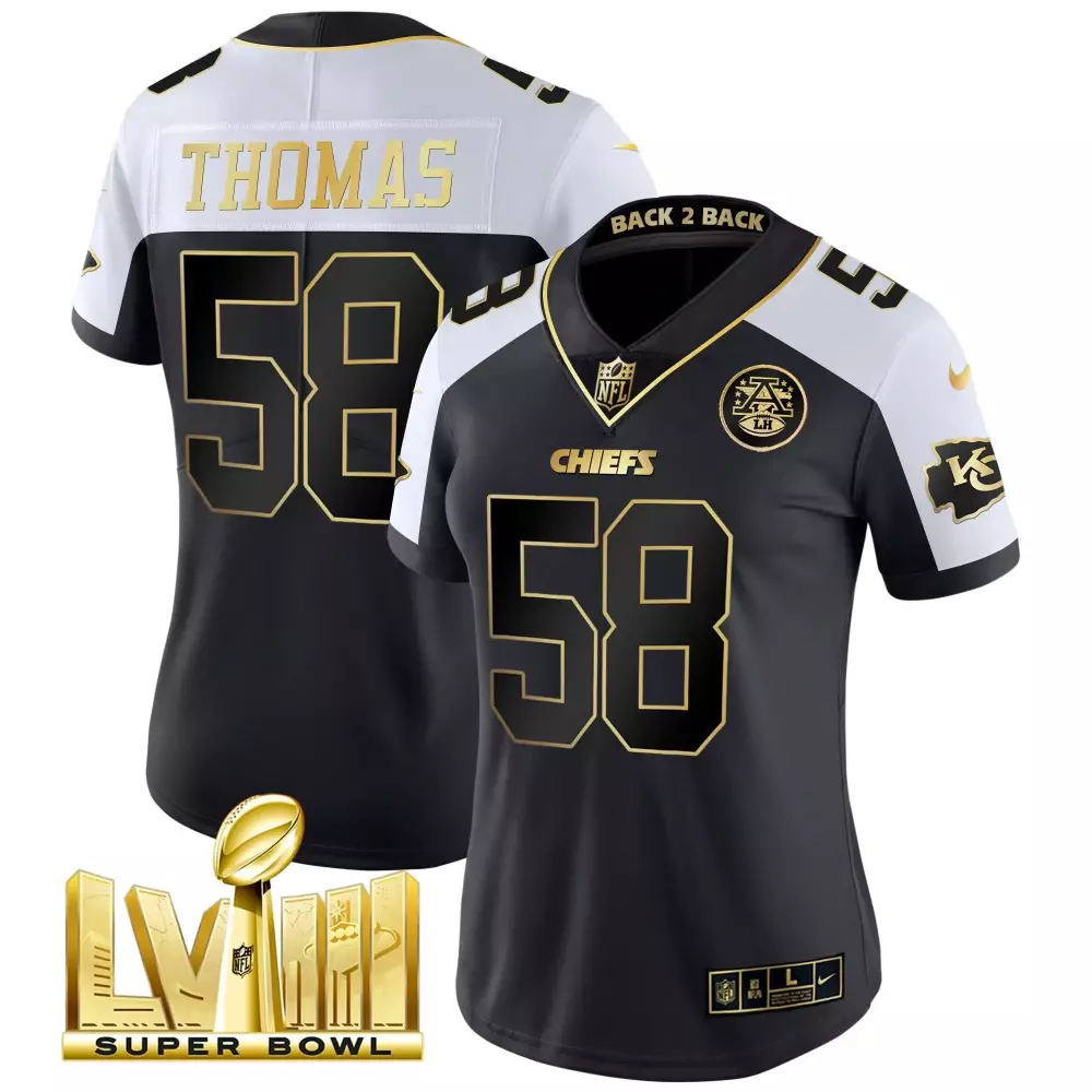 Derrick Thomas 58 Chiefs Jersey Black Super Bowl Lviii Champions Men NFL Alternate