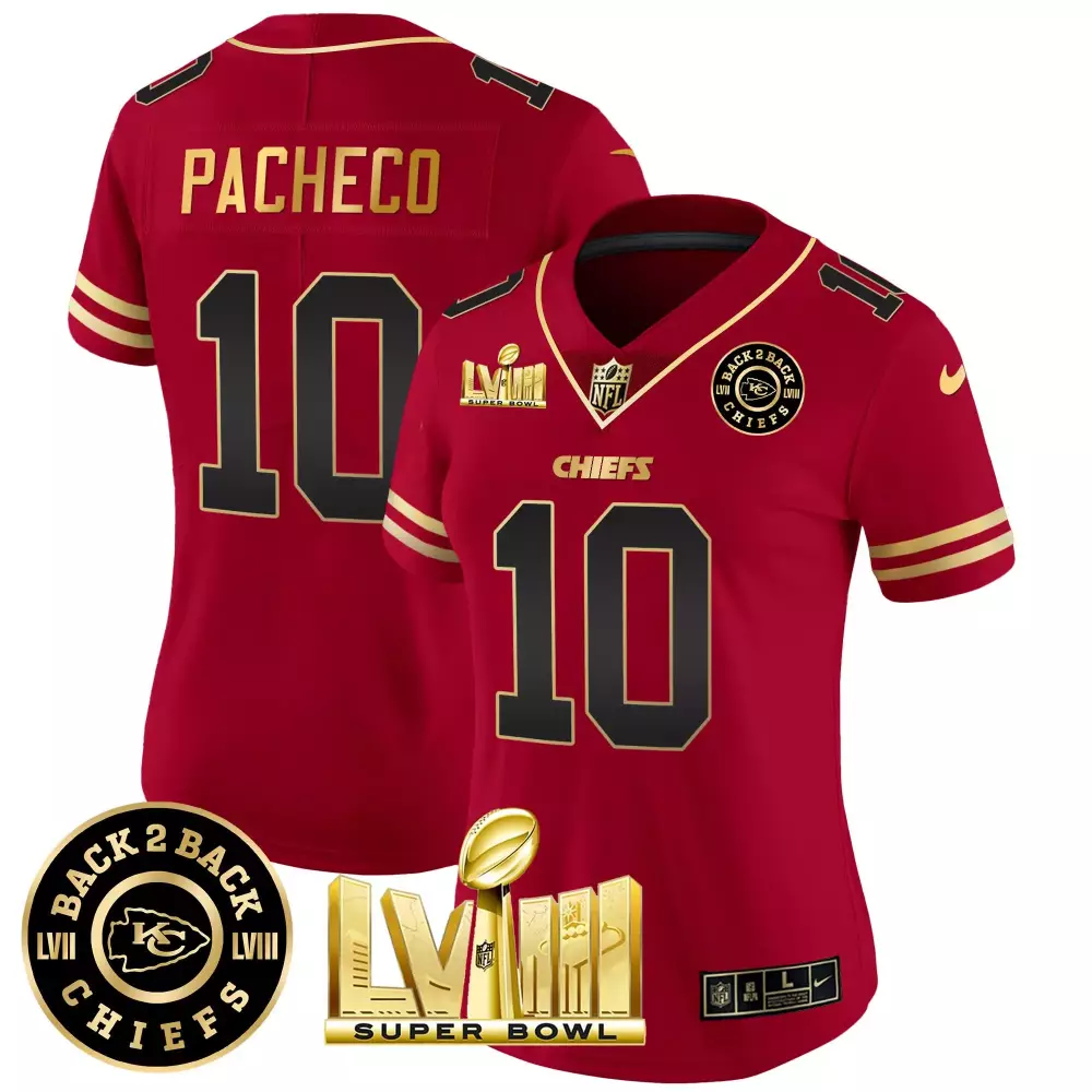Isiah Pacheco 10 Chiefs Jersey Red Super Bowl Lviii Champions 2023 Men Standard Black