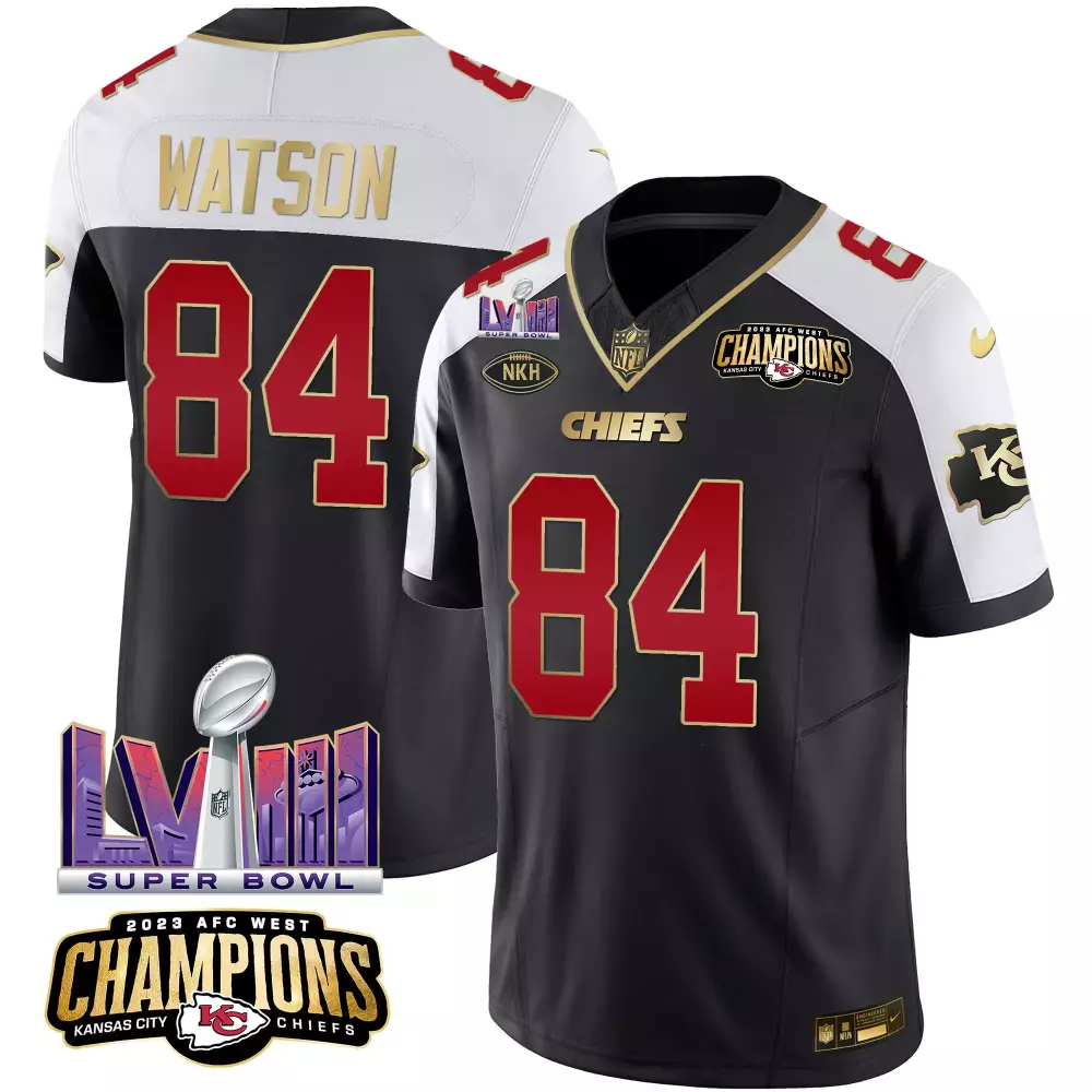 Justin Watson 84 Jersey Black Super Bowl Lvii Champions Kansas City Chiefs 2023 AFC West
