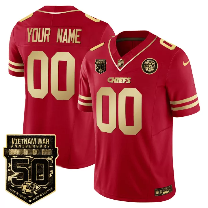 Custom Chiefs Jersey Red Vietnam War Anniversary 50 Afl 60 Men Gold Vapor Limited