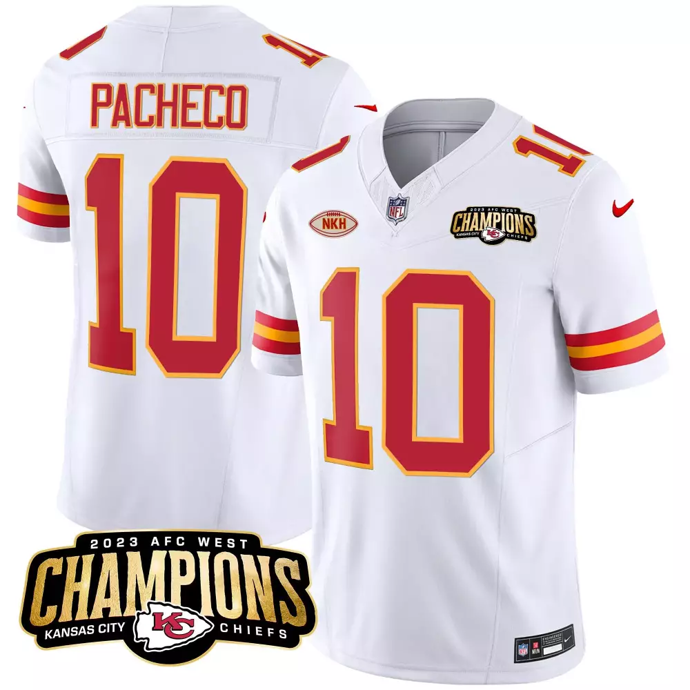 Isiah Pacheco 10 Jersey White 2023 AFC West Champions Kansas City Chiefs Nkh Men