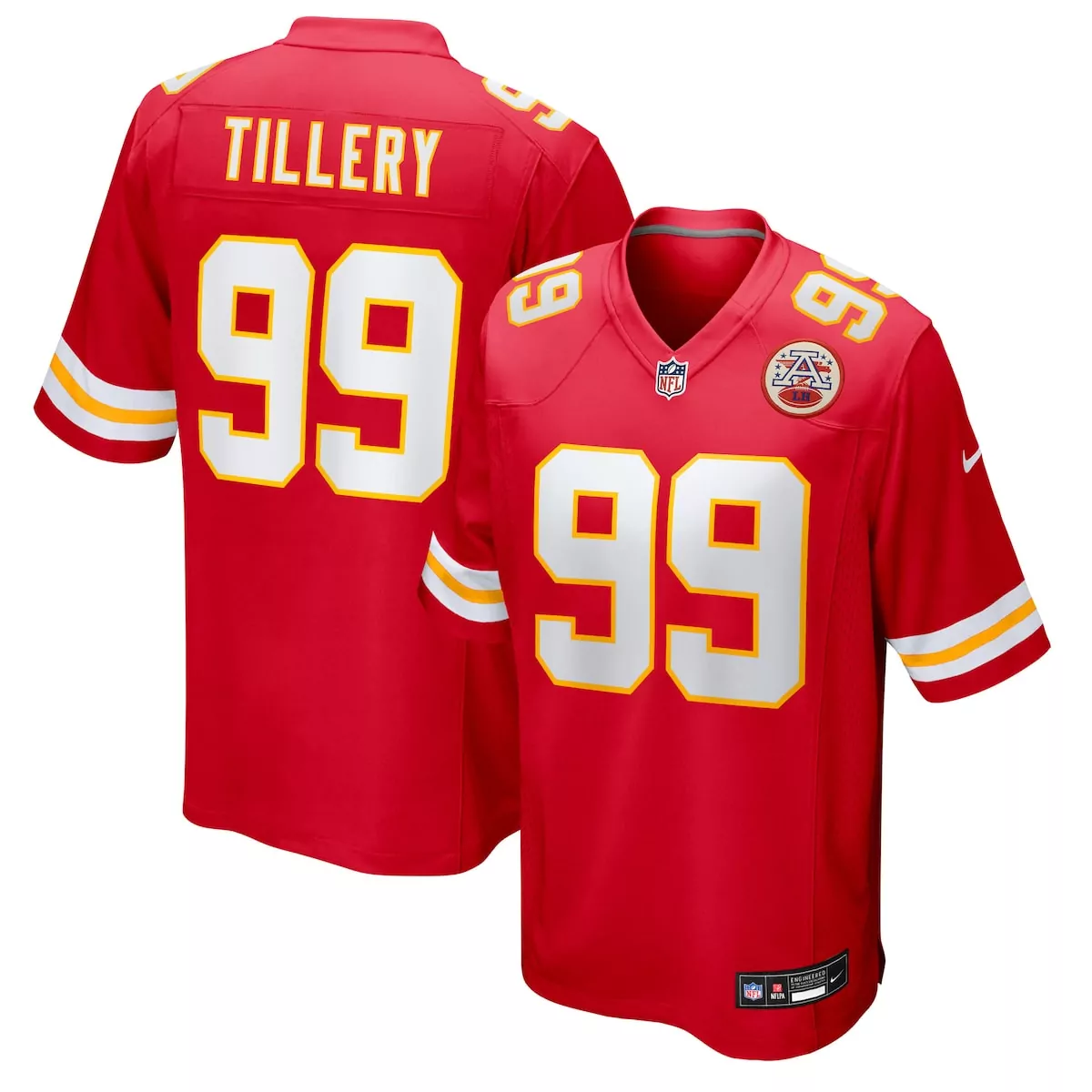 Jerry Tillery 99 Jersey Red Kansas City Chiefs Afl 50th Anniversary Men Authentic