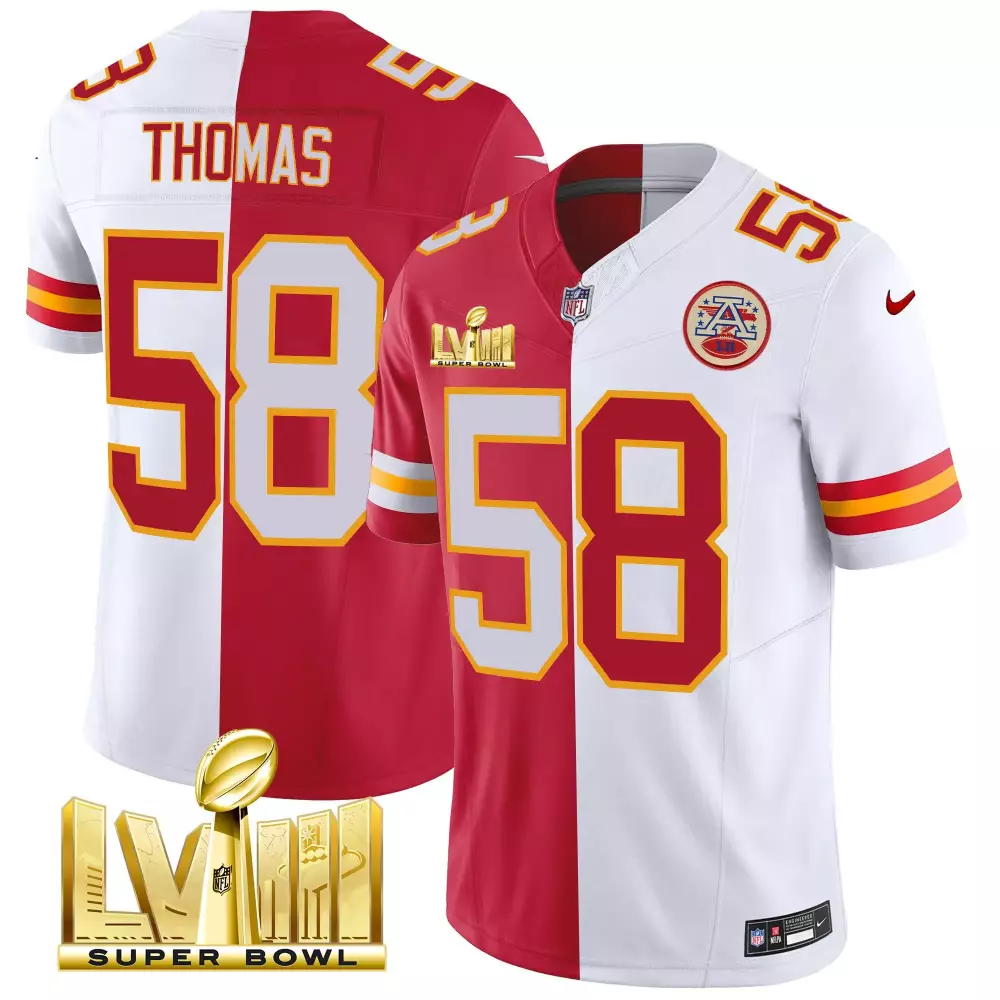 Derrick Thomas 58 Jersey Red Super Bowl Lviii Kansas City Chiefs Men Split Design