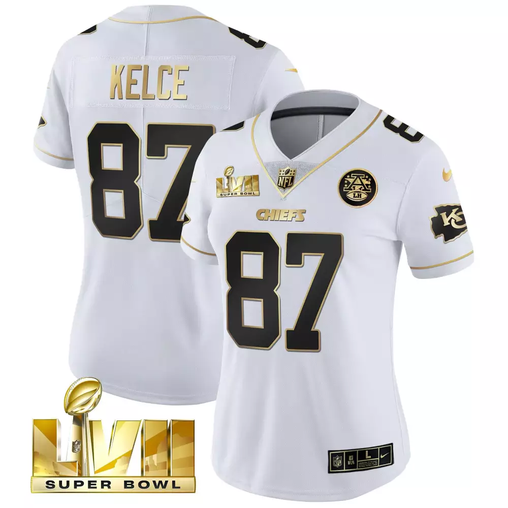 Travis Kelce 87 Chiefs Jersey White Super Bowl Lvii 2023 Women Official Alternate
