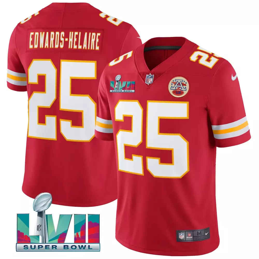 Clyde Edwardshelaire 25 Jersey Red Super Bowl Lvii Champions Kansas City Chiefs 2022