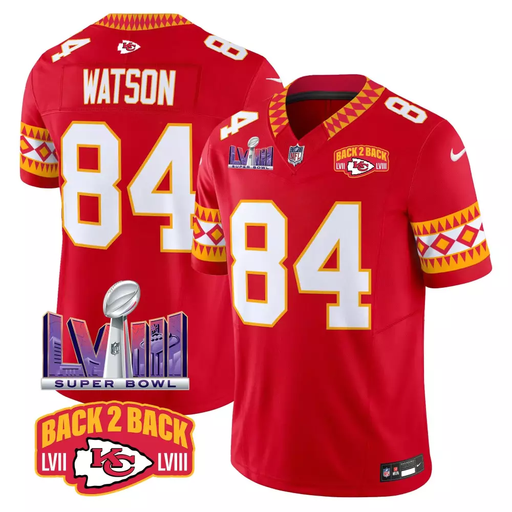 Justin Watson 84 Jersey Red Super Bowl Lviii Back To Kansas City Chiefs Champions