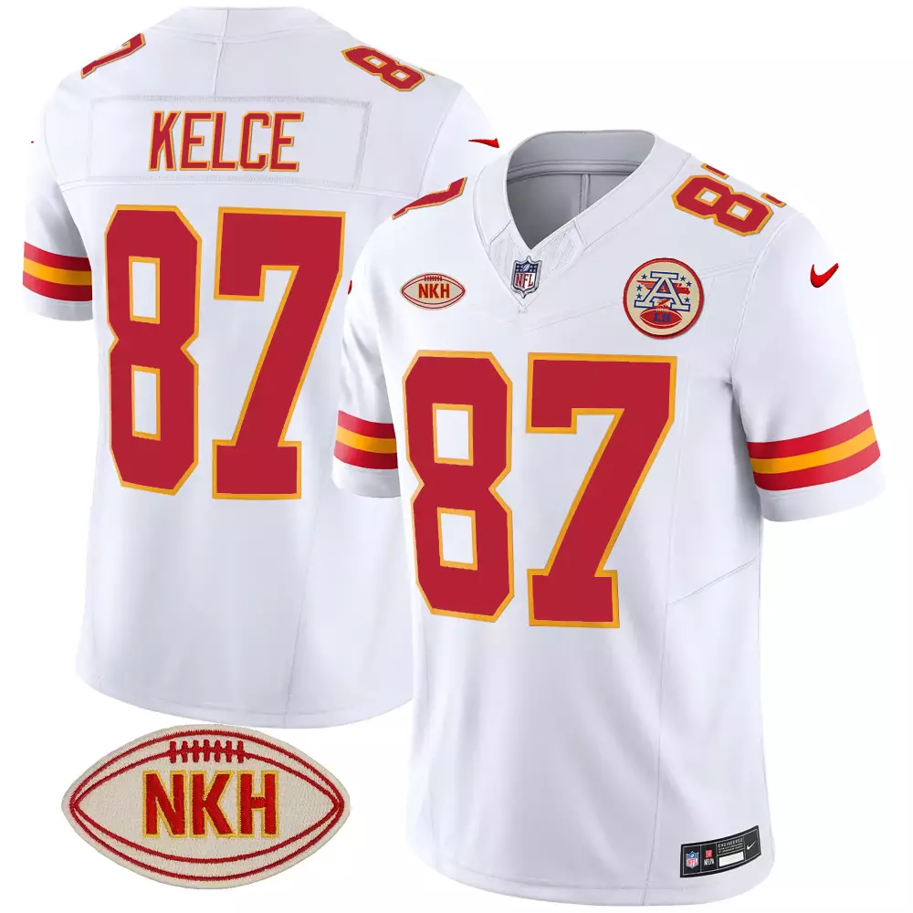 Travis Kelce 87 Jersey White NFL 100 Kansas City Chiefs Nkh Men Game Alternate Red