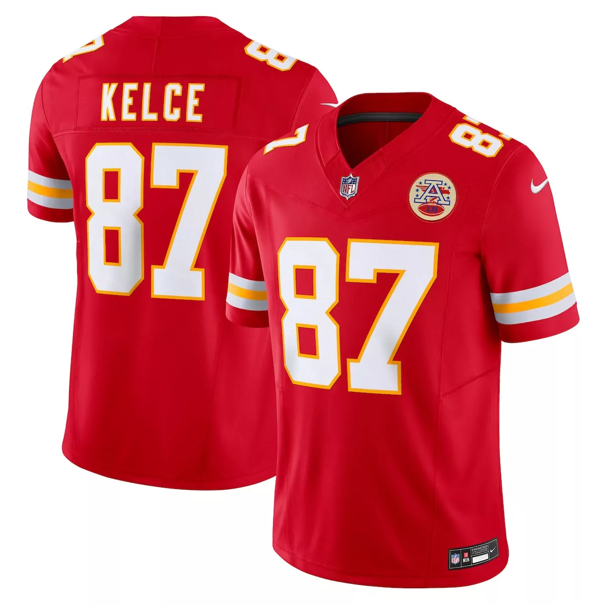 Travis Kelce 87 Jersey Red Afl 50th Anniversary Kansas City Chiefs Men White Gold