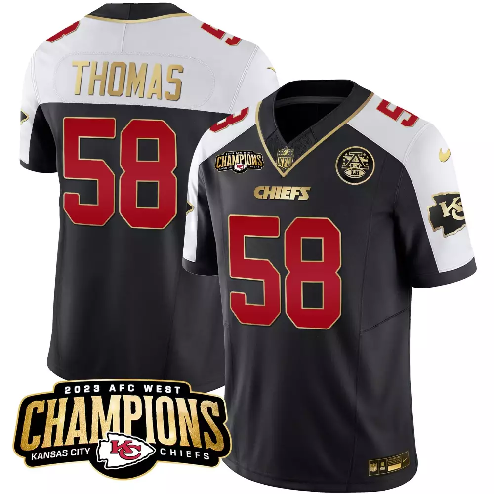 Derrick Thomas 58 Jersey Black AFC West Champions Kansas City Chiefs 2023 Afl Lh