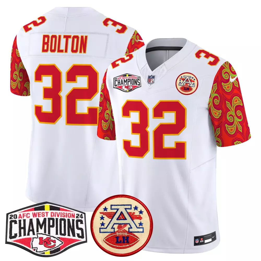 Nick Bolton 32 Kansas City Chiefs Jersey White 2024 AFC West Division Champions Lh