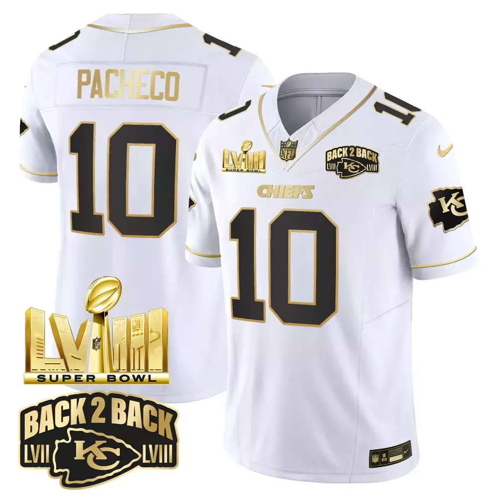Isiah Pacheco 10 Chiefs Jersey White Super Bowl Lviii Lvii Men Authentic Black Gold