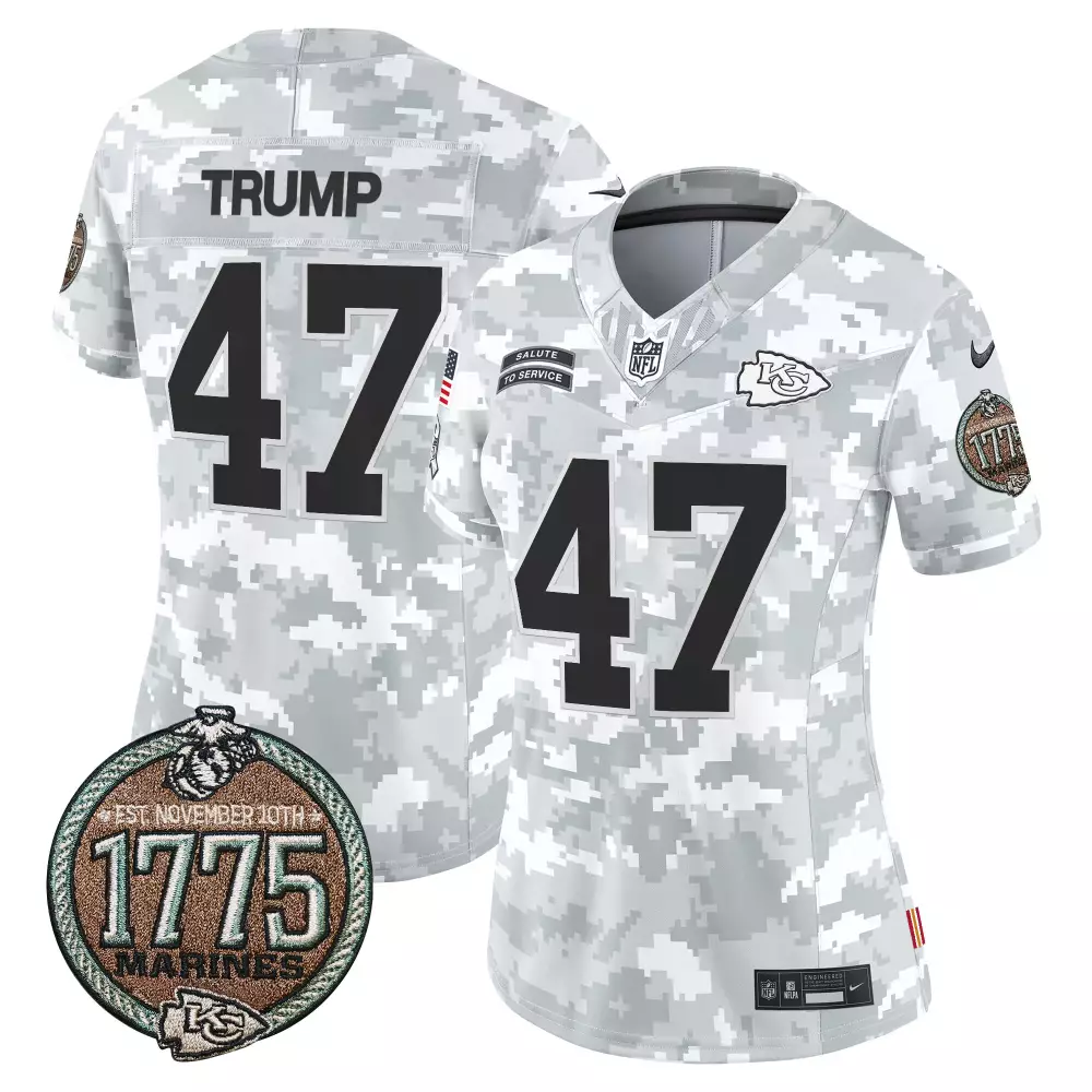 Donald Trump 47 Jersey White Salute To Service Kansas City Chiefs Marine Corps 1775