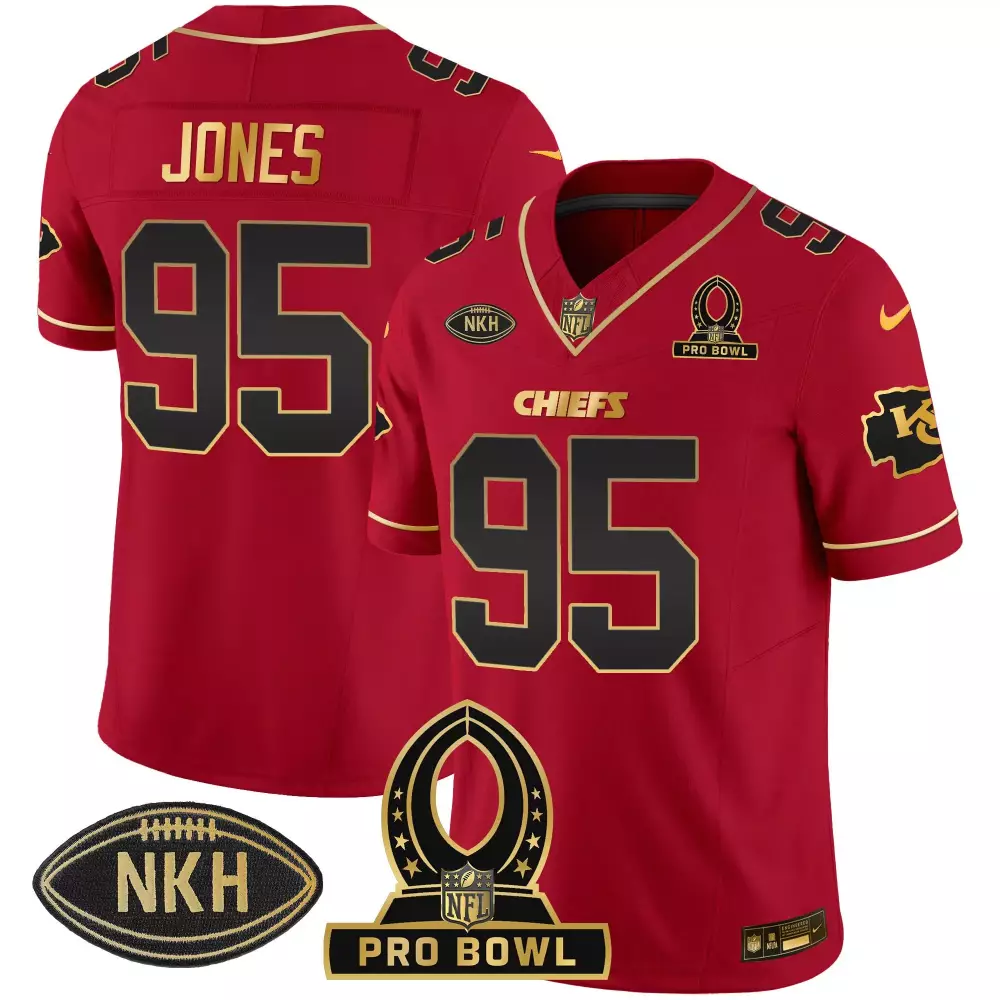 Chris Jones 95 Chiefs Jersey Red Pro Bowl Nkh Men Black Gold Vapor All Stitched