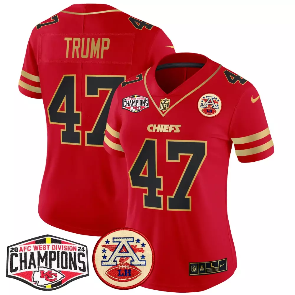 Donald Trump 47 Chiefs Jersey Red Afl-nfl 100 Men Player Gold Black Vapor Limited