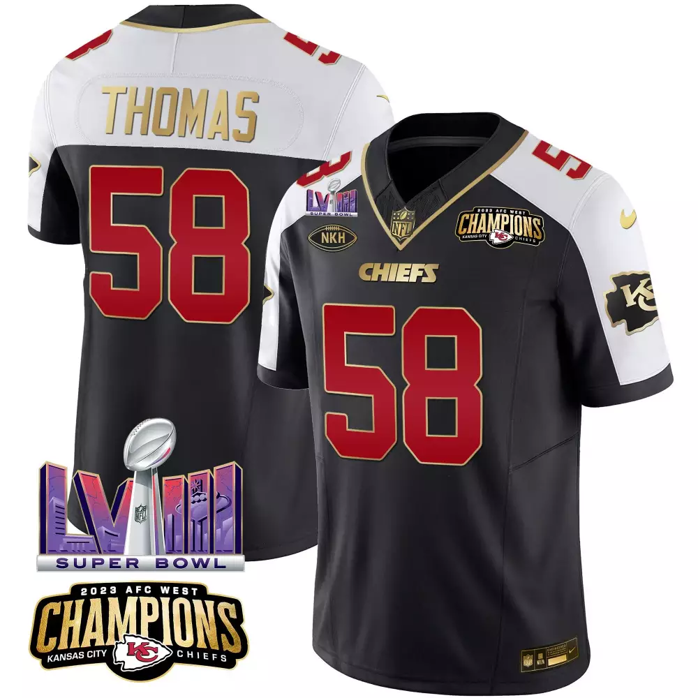 Derrick Thomas 58 Jersey Black Super Bowl Lvii Kansas City Chiefs 2023 AFC West Champions