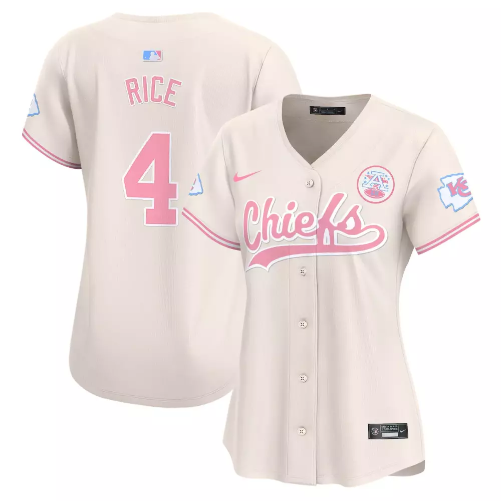 Rashee Rice 4 Kansas City Royals Jersey Cream Alternate Primary Women Pink Light Blue
