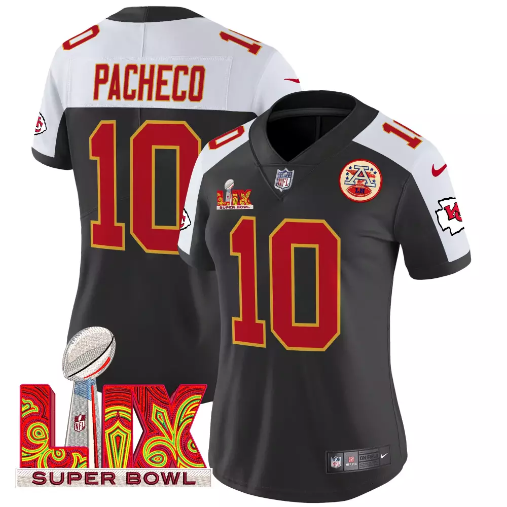 Isiah Pacheco 10 Jersey Black Super Bowl Lix Kansas City Chiefs Men Replica Alternate