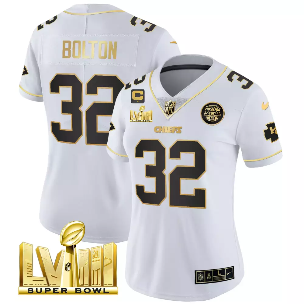 Nick Bolton 32 Chiefs Jersey White Super Bowl Lviii 2023 Men Black Gold All Stitched