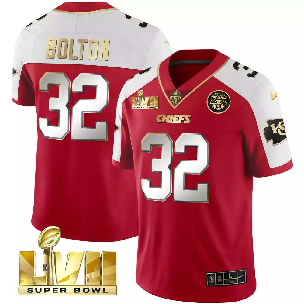 Nick Bolton 32 Chiefs Jersey Red Super Bowl Lvii Men White Gold All Stitched Vapor