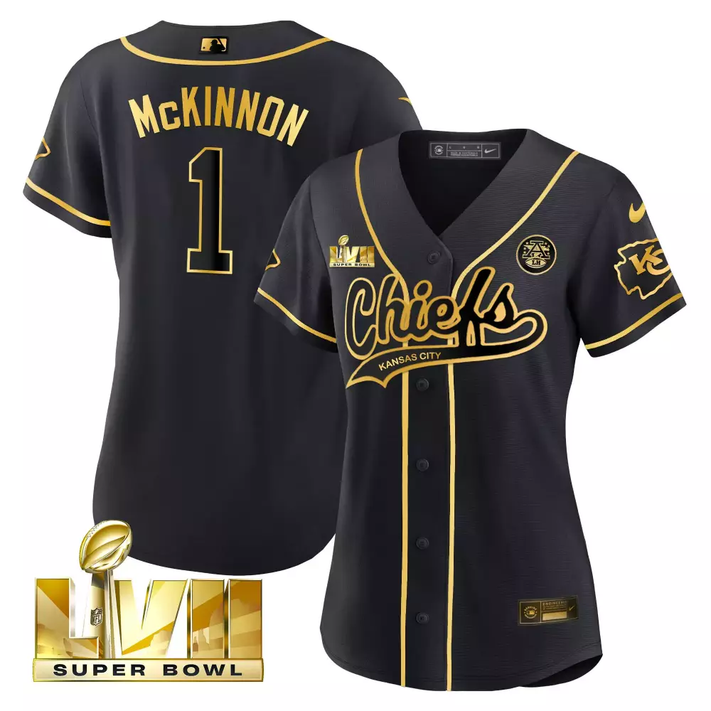 Mckinnon Lvii 1 Jersey Black Super Bowl Kansas City Chiefs Men Gold Stitched