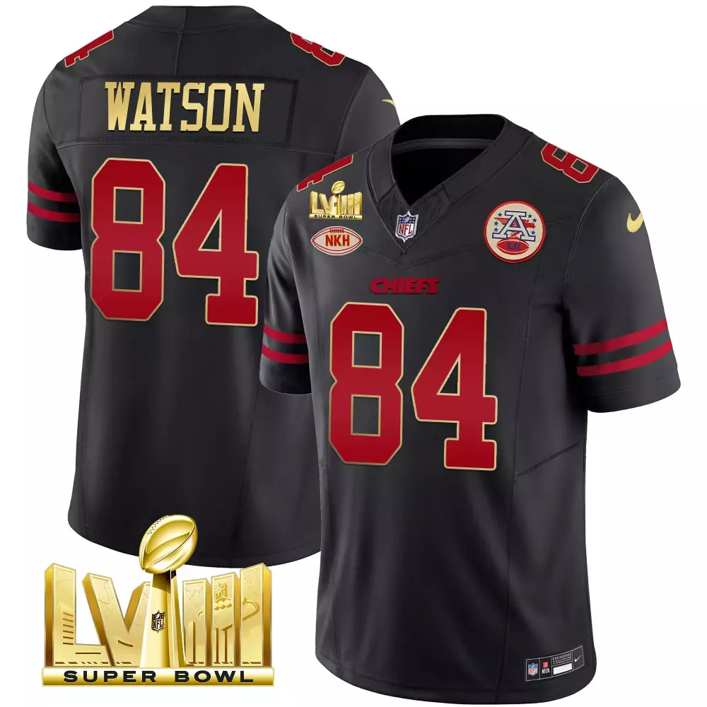 Tre Watson 84 Chiefs Jersey Black Super Bowl Lvii Nkh Men Red Gold Vapor v2 All Stitched