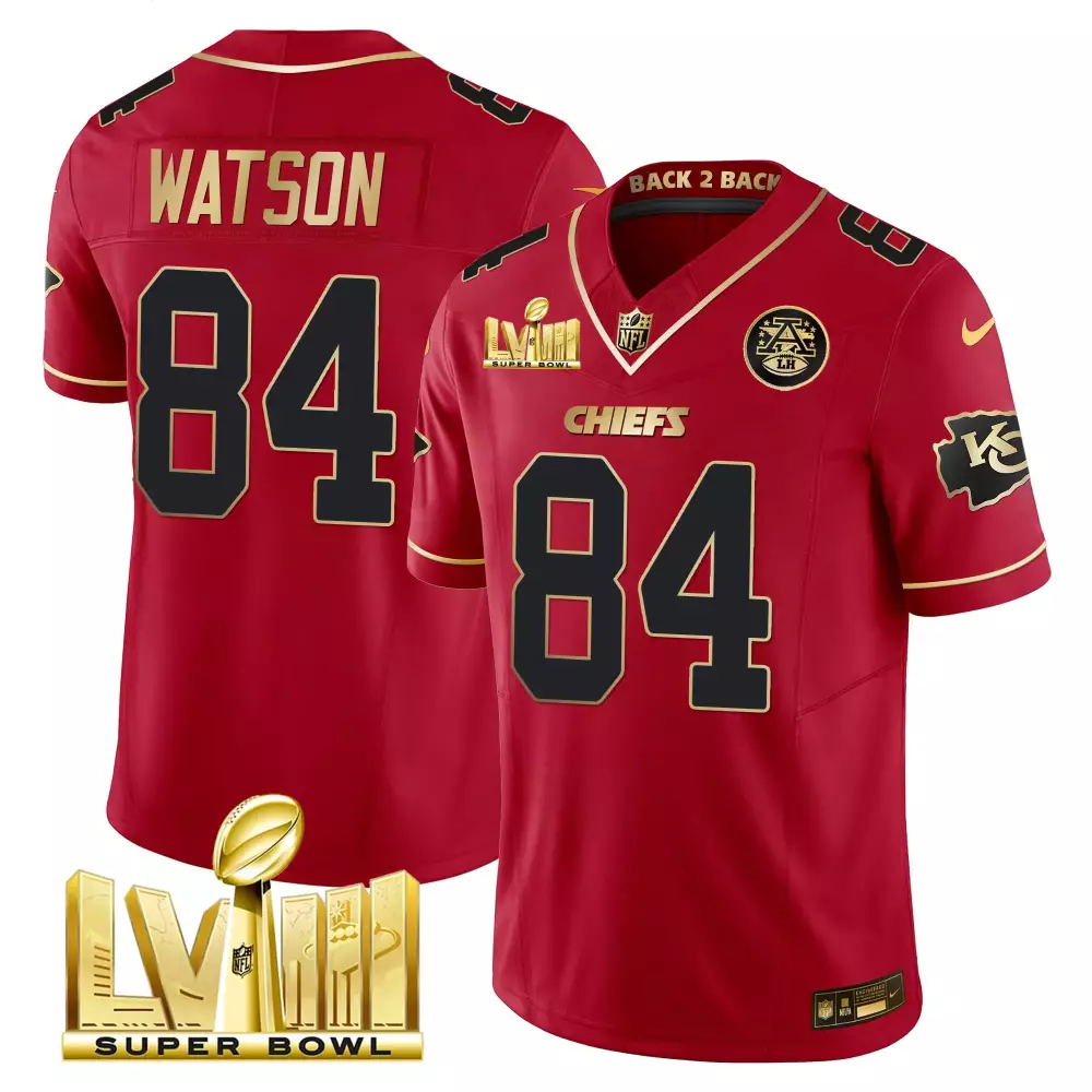 Justin Watson 84 Chiefs Jersey Red Super Bowl Champions Lviii AFC 2023 Men Player
