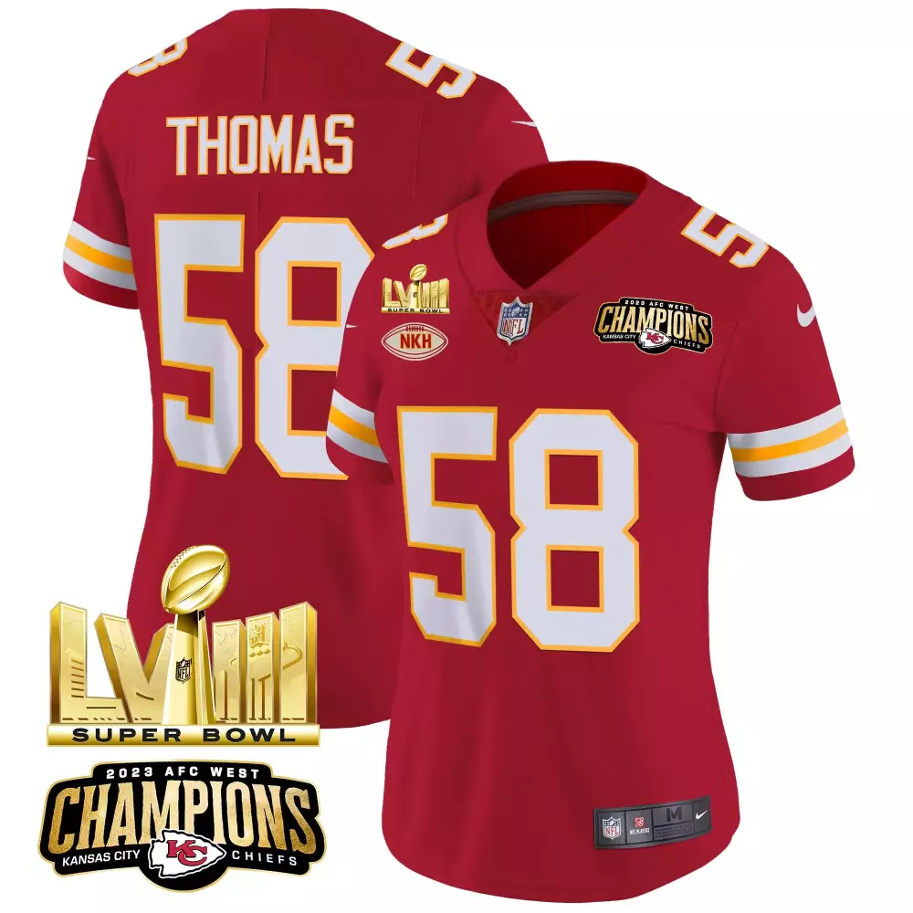 Derrick Thomas 58 Jersey Red Super Bowl Lvii Champions Kansas City Chiefs 2023 AFC West