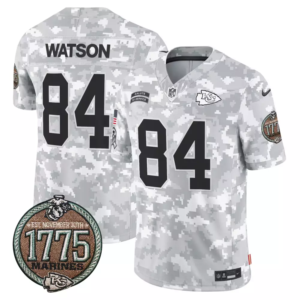 Justin Watson 84 Jersey White Salute To Service Kansas City Chiefs 1775 Marines Men
