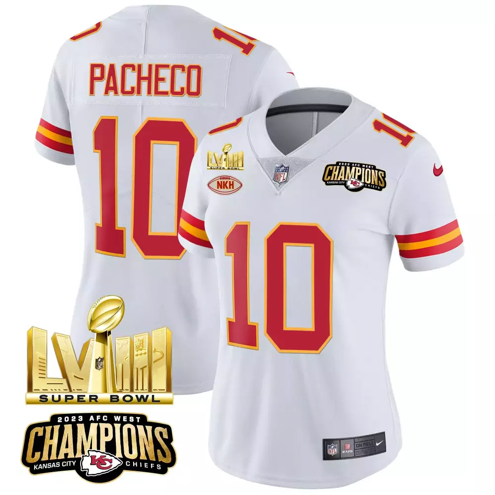 Isiah Pacheco 10 Jersey White Super Bowl Lvii Champions Kansas City Chiefs 2023 AFC West