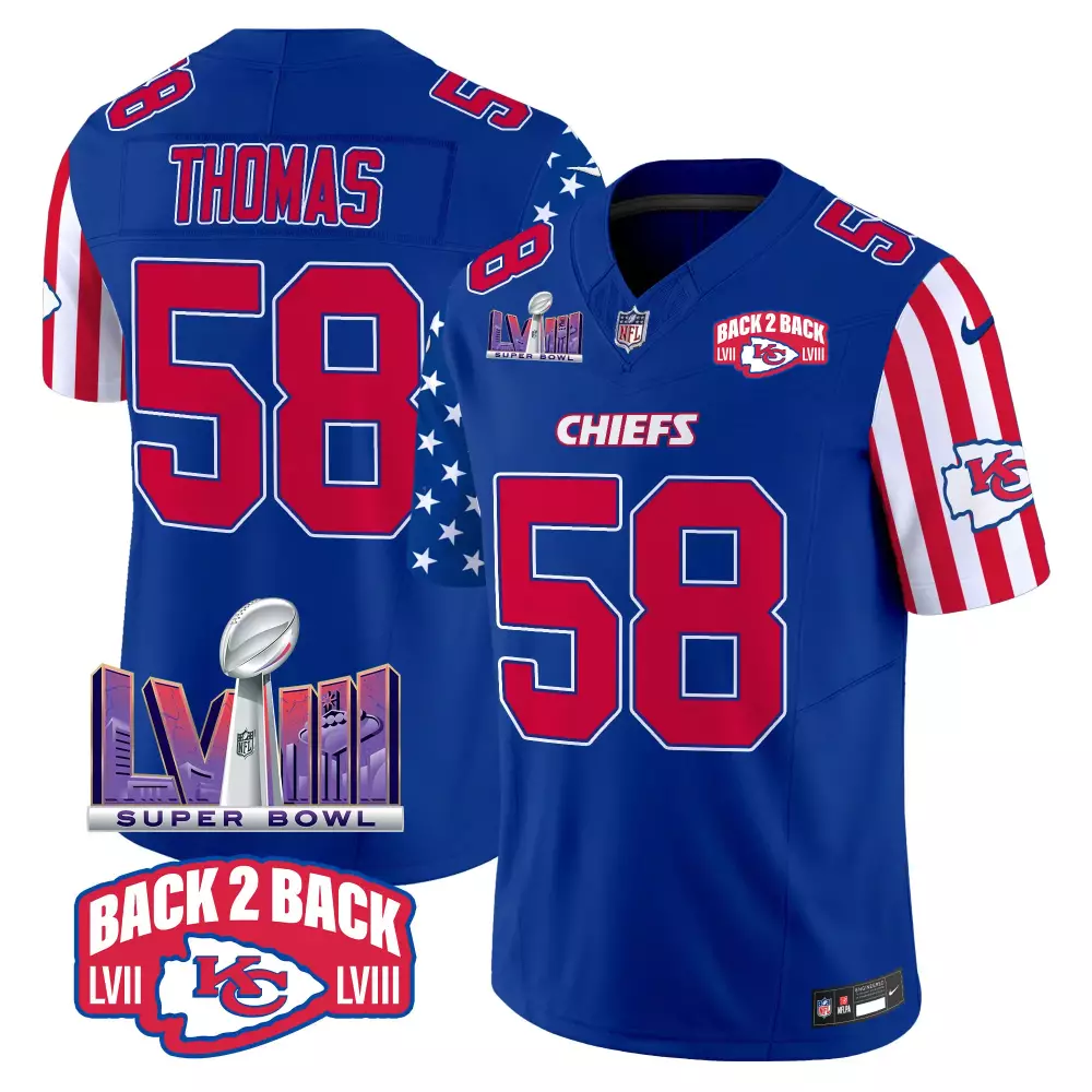 Derrick Thomas 58 Chiefs Jersey Royal Blue Back To Super Bowl Lviii Champions Lvii 2023