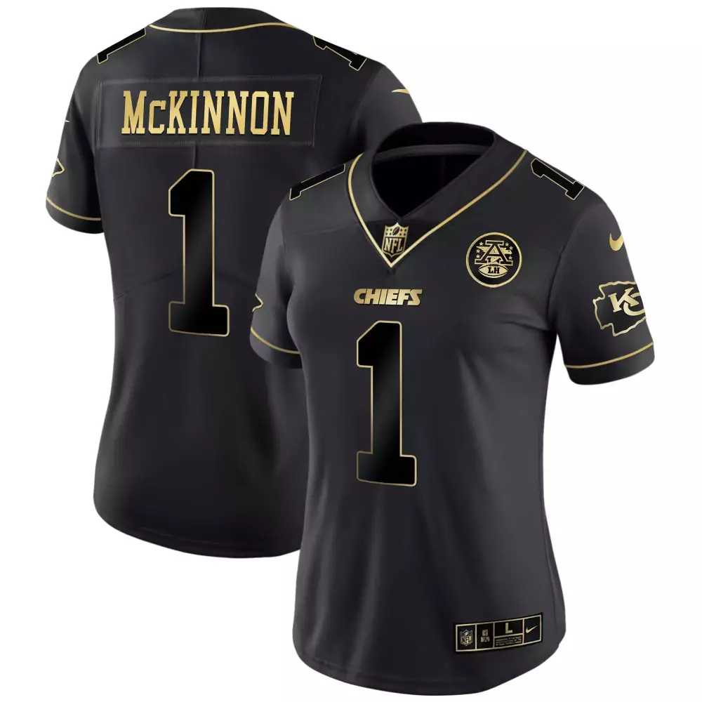 Jerick Mckinnon 1 Chiefs Jersey Black Women Player Gold All Stitched