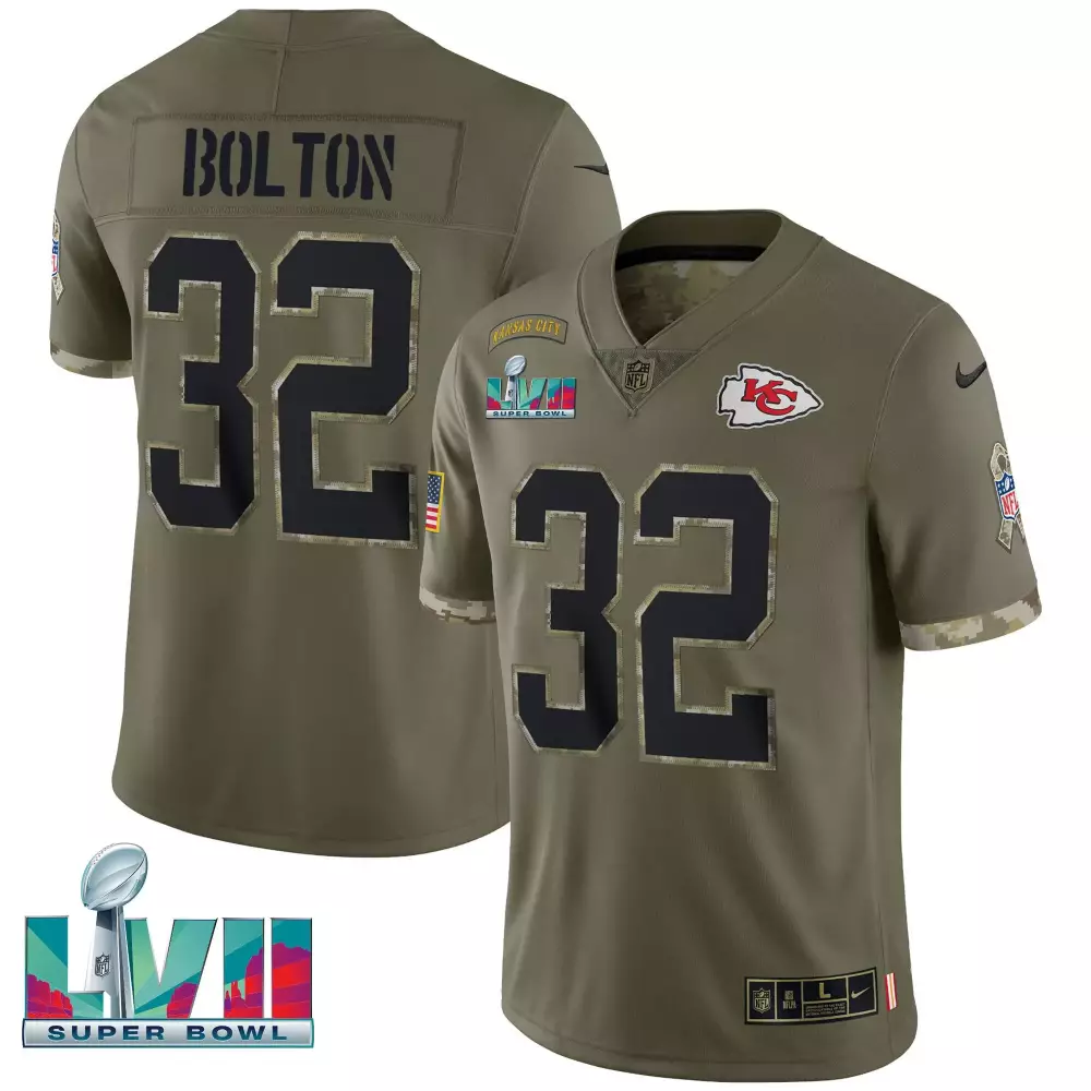 Nick Bolton 32 Kansas City Chiefs Jersey Olive Green Salute To Service Super Bowl Lvii