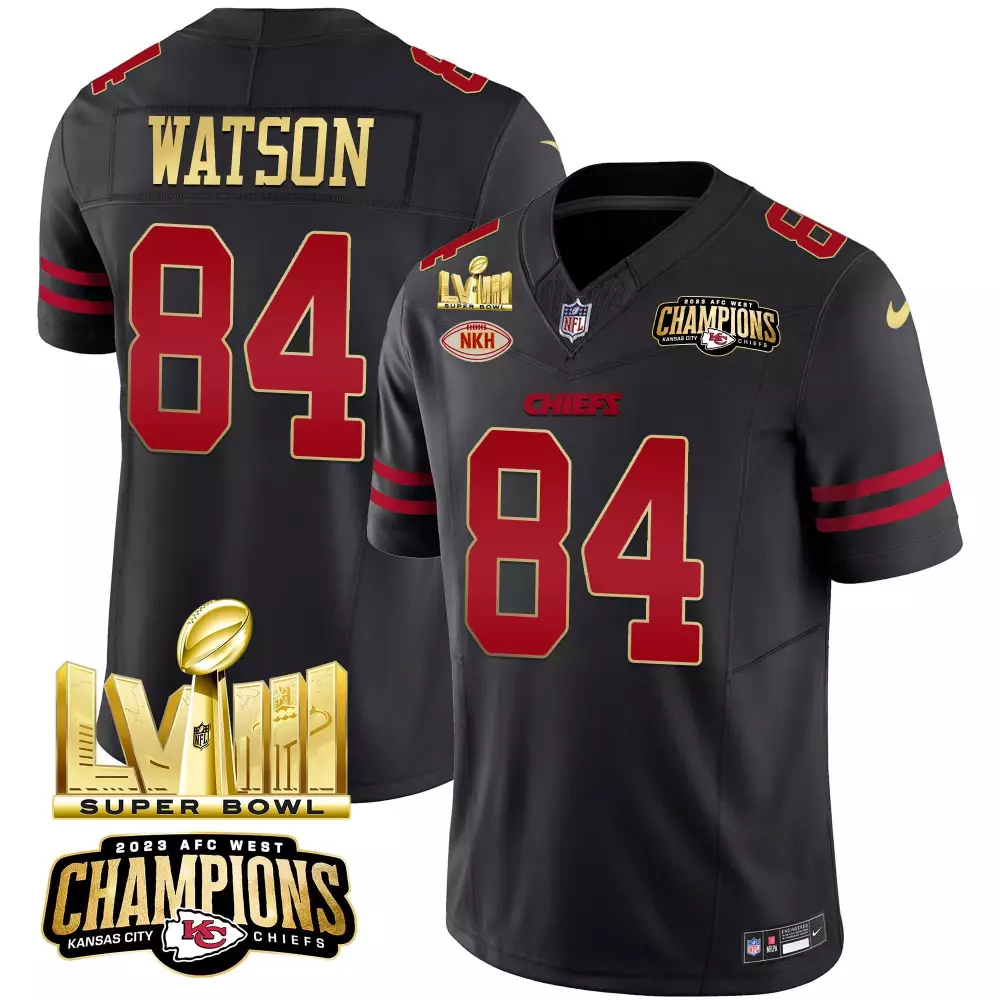 Tre Watson 84 Chiefs Jersey Black Super Bowl Lvii AFC West Champions 2023 Men Red