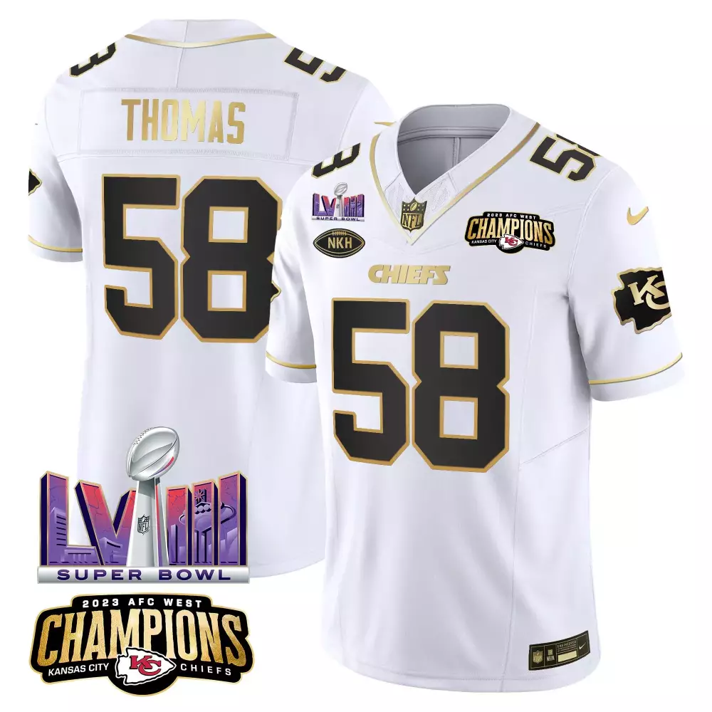 Derrick Thomas 58 Jersey White Super Bowl Lvii Champions Kansas City Chiefs 2023 AFC West