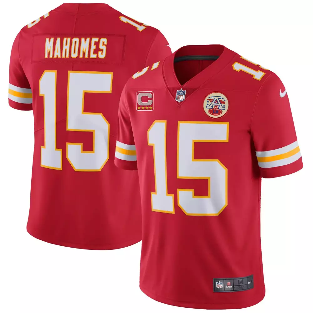 Patrick Mahomes 15 Jersey Red Kansas City Chiefs Stars Men White Yellow All Stitched