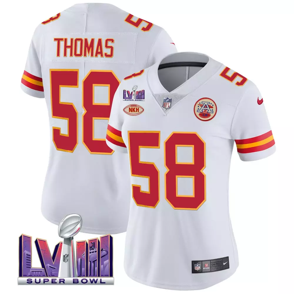 Derrick Thomas 58 Jersey White Super Bowl Lviii Kansas City Chiefs Nkh 2023 Women