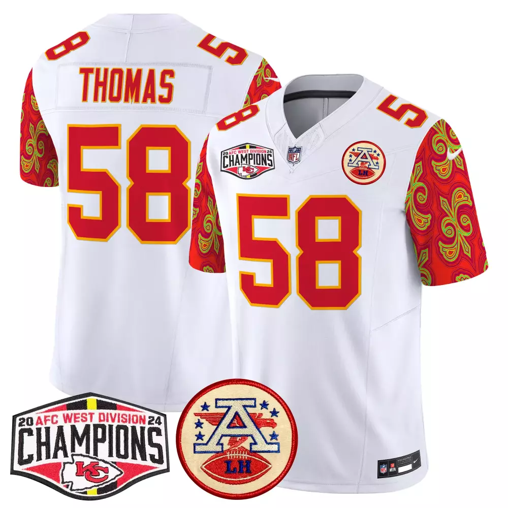 Derrick Thomas 58 Jersey White AFC West Division Champions Kansas City Chiefs Lh 2024