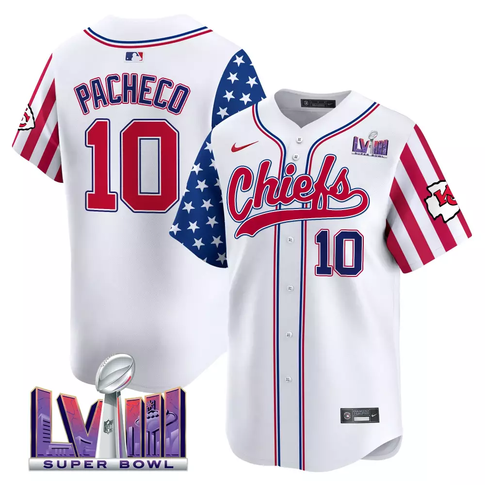 Pacheco Lvii 10 Jersey White Super Bowl Kansas City Chiefs Men Split Design Red Blue