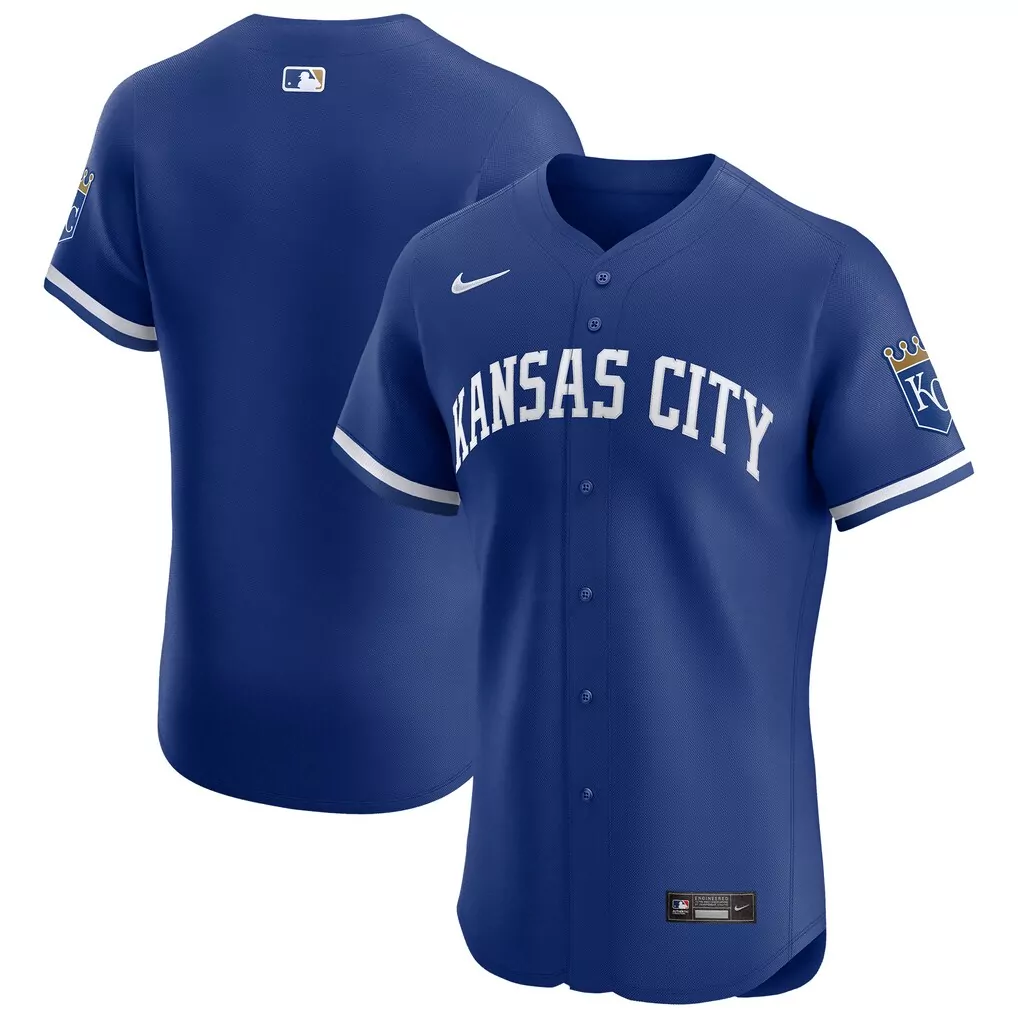 Custom Kansas City Royals Jersey Royal Blue Majestic Athletics Men White Alternate