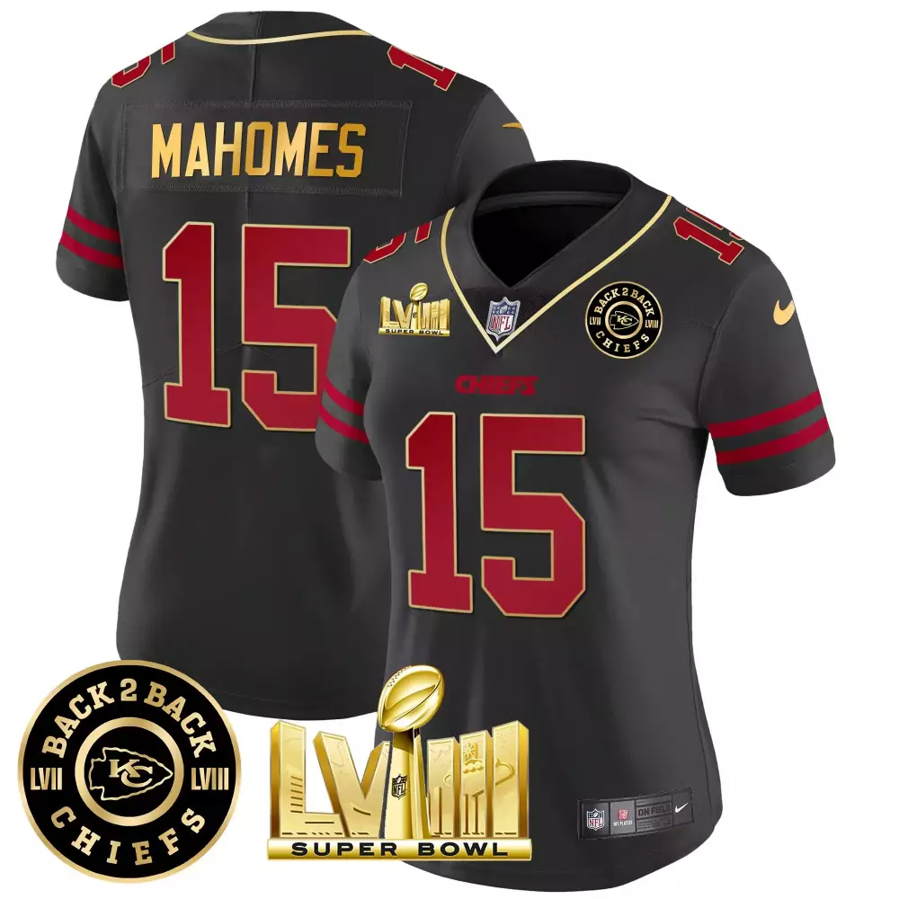 Patrick Mahomes 15 Chiefs Jersey Black Super Bowl Champions Lvii Lviii Men Player
