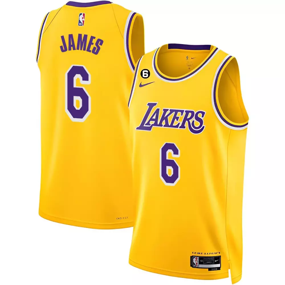 Lebron James 6 Lakers Jersey Yellow Men Replica Purple White Collection All Stitched