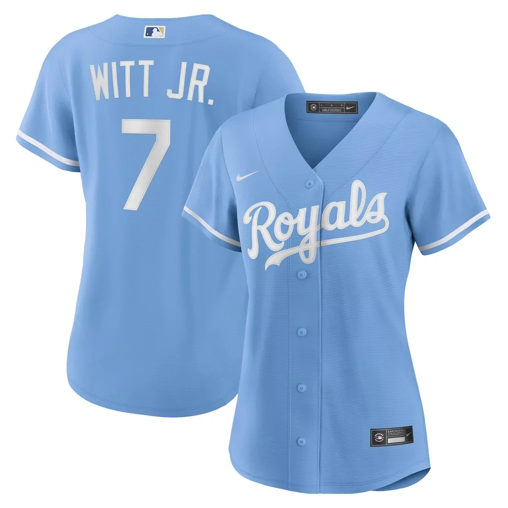 Bobby Witt Jr. 7 Royals Jersey Blue Men White Alternate Replica