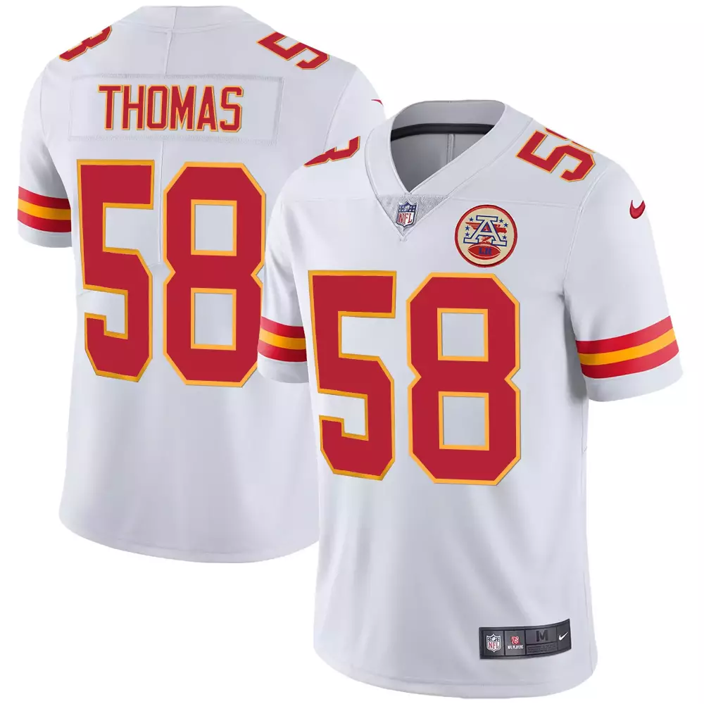 R Mason 58 Kansas City Chiefs Jersey White NFL 100 Men Player Alternate Red Gold