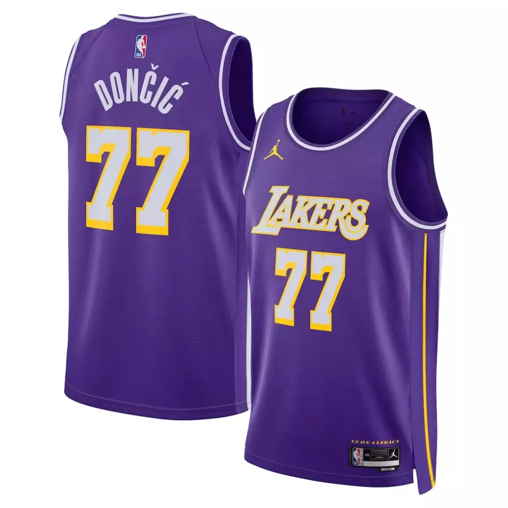 Luka Don 77 Lakers Jersey Purple Men White Yellow Unisex Swingman